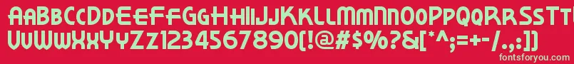 フォントKornerdelinf – 赤い背景に緑の文字