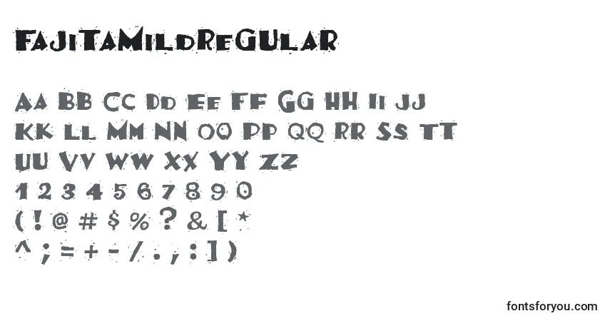 Шрифт FajitaMildRegular – алфавит, цифры, специальные символы