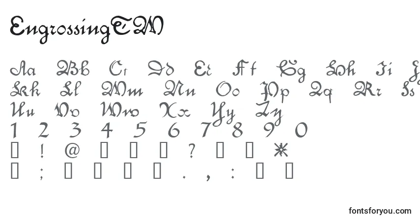 EngrossingTM-fontti – aakkoset, numerot, erikoismerkit