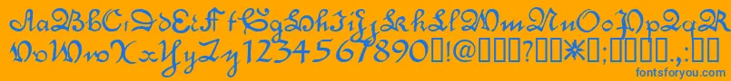 EngrossingTM Font – Blue Fonts on Orange Background