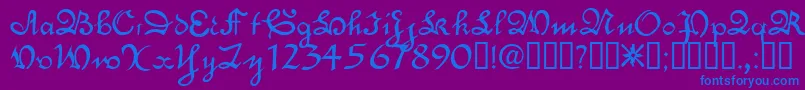 EngrossingTM-Schriftart – Blaue Schriften auf violettem Hintergrund