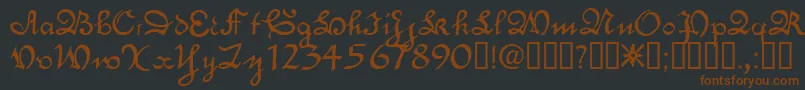 EngrossingTM-fontti – ruskeat fontit mustalla taustalla