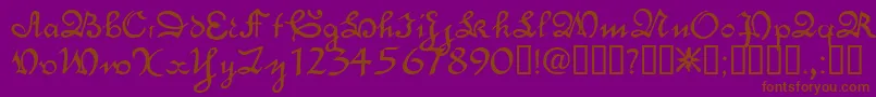 EngrossingTM-Schriftart – Braune Schriften auf violettem Hintergrund