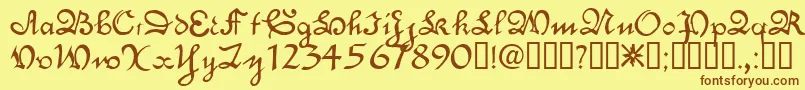 フォントEngrossingTM – 茶色の文字が黄色の背景にあります。