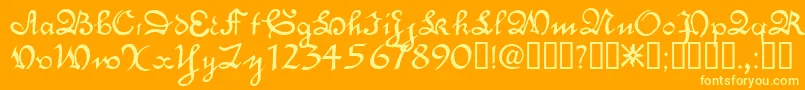 EngrossingTM-Schriftart – Gelbe Schriften auf orangefarbenem Hintergrund