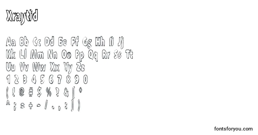 Czcionka Xraytid – alfabet, cyfry, specjalne znaki