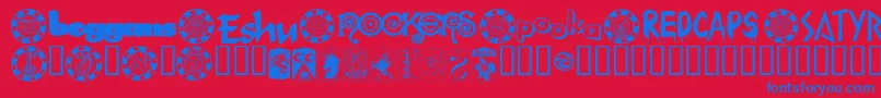 Chand Font – Blue Fonts on Red Background