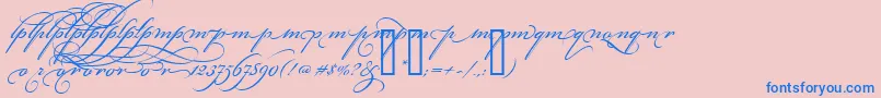 フォントBickhamScriptAltThree – ピンクの背景に青い文字