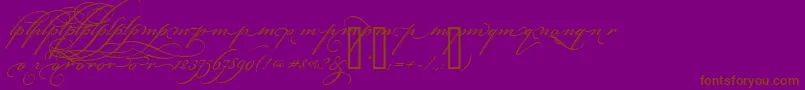 フォントBickhamScriptAltThree – 紫色の背景に茶色のフォント