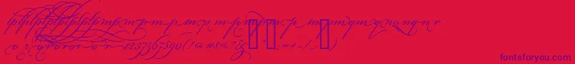 フォントBickhamScriptAltThree – 赤い背景に紫のフォント