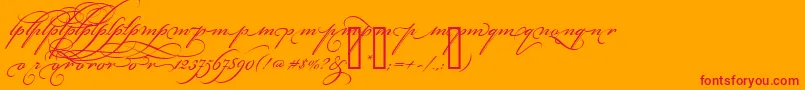 BickhamScriptAltThree Font – Red Fonts on Orange Background