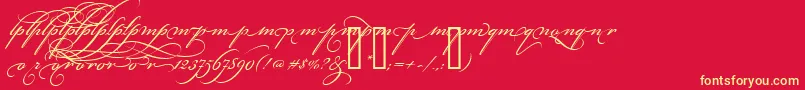 BickhamScriptAltThree Font – Yellow Fonts on Red Background