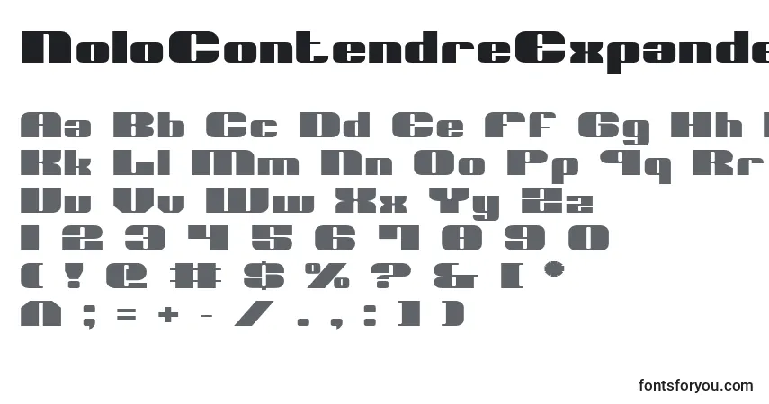 A fonte NoloContendreExpanded – alfabeto, números, caracteres especiais