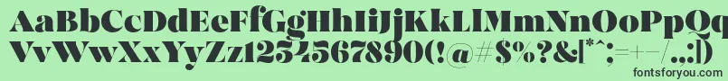 MadeBrunoPersonalUse-fontti – mustat fontit vihreällä taustalla