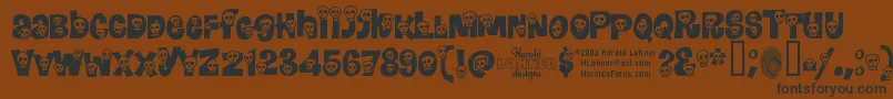 Calavera-Schriftart – Schwarze Schriften auf braunem Hintergrund