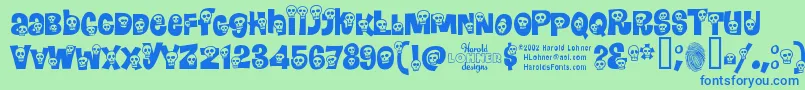 フォントCalavera – 青い文字は緑の背景です。