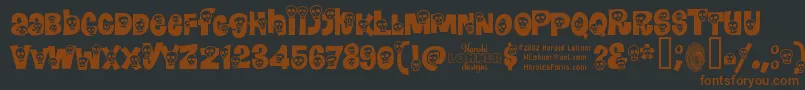 Calavera-Schriftart – Braune Schriften auf schwarzem Hintergrund