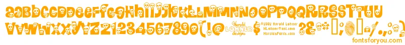 Calavera-Schriftart – Orangefarbene Schriften auf weißem Hintergrund