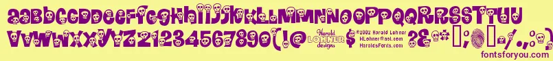 Calavera Font – Purple Fonts on Yellow Background