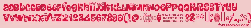 Fonte Calavera – fontes vermelhas em um fundo rosa