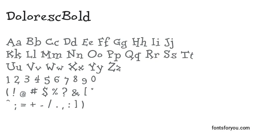 Czcionka DolorescBold – alfabet, cyfry, specjalne znaki
