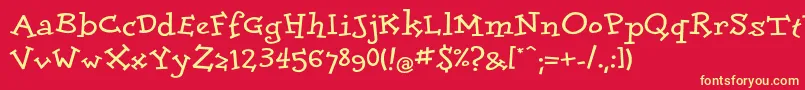 DolorescBold-Schriftart – Gelbe Schriften auf rotem Hintergrund