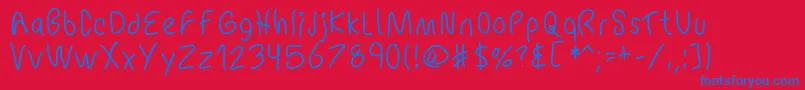 Saiba mais sobre a fonte Mbchickenscratch Fonte Mbchickenscratch – fontes azuis em um fundo vermelho