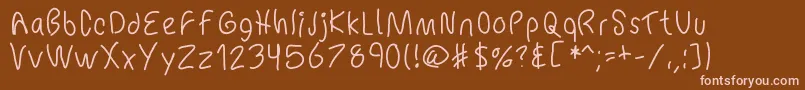 Mbchickenscratchフォントについての詳細 フォントMbchickenscratch – 茶色の背景にピンクのフォント