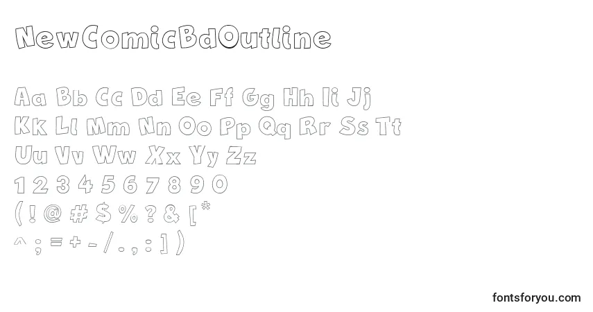 Шрифт NewComicBdOutline – алфавит, цифры, специальные символы