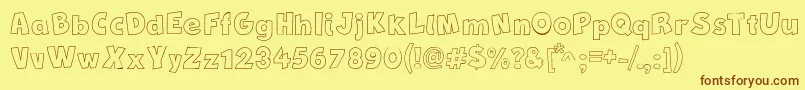 NewComicBdOutline Font – Brown Fonts on Yellow Background