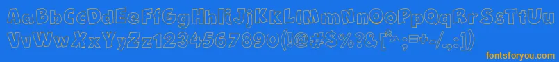 NewComicBdOutline Font – Orange Fonts on Blue Background
