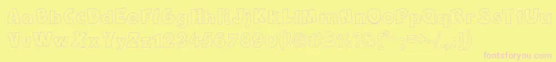 Czcionka NewComicBdOutline – różowe czcionki na żółtym tle