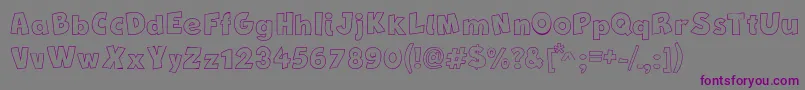 フォントNewComicBdOutline – 紫色のフォント、灰色の背景