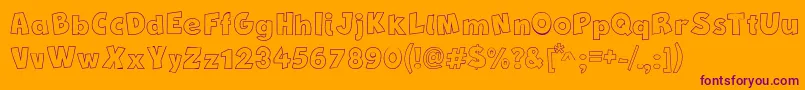 Czcionka NewComicBdOutline – fioletowe czcionki na pomarańczowym tle