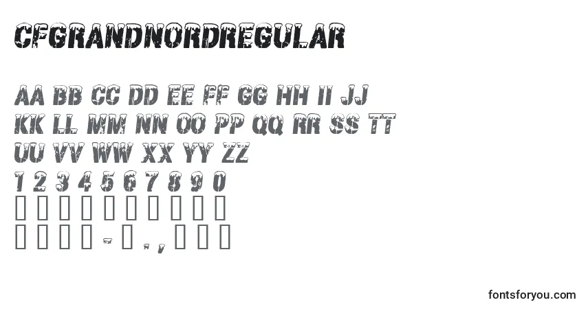 A fonte CfgrandnordRegular – alfabeto, números, caracteres especiais