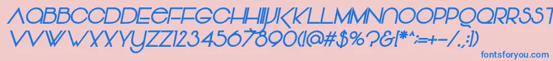 Vonique64BoldItalic-Schriftart – Blaue Schriften auf rosa Hintergrund