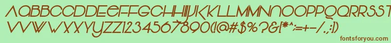 Vonique64BoldItalic Font – Brown Fonts on Green Background