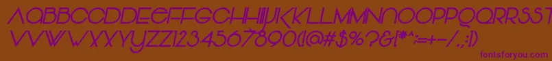 Vonique64BoldItalic Font – Purple Fonts on Brown Background