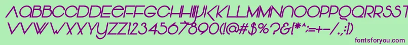 Vonique64BoldItalic Font – Purple Fonts on Green Background