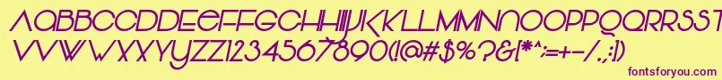 Vonique64BoldItalic-Schriftart – Violette Schriften auf gelbem Hintergrund