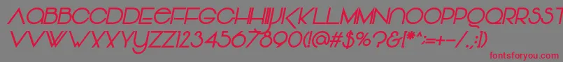 Vonique64BoldItalic Font – Red Fonts on Gray Background