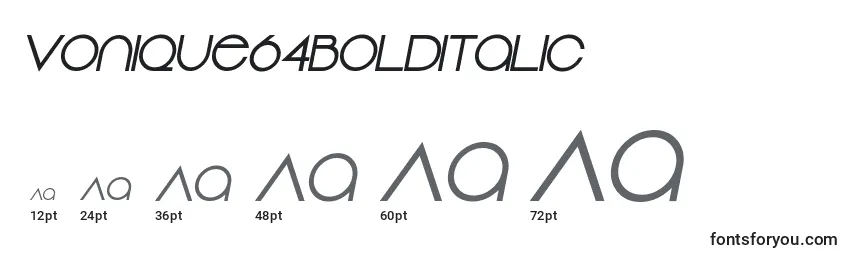 Размеры шрифта Vonique64BoldItalic