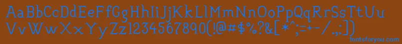 フォントConvincing – 茶色の背景に青い文字