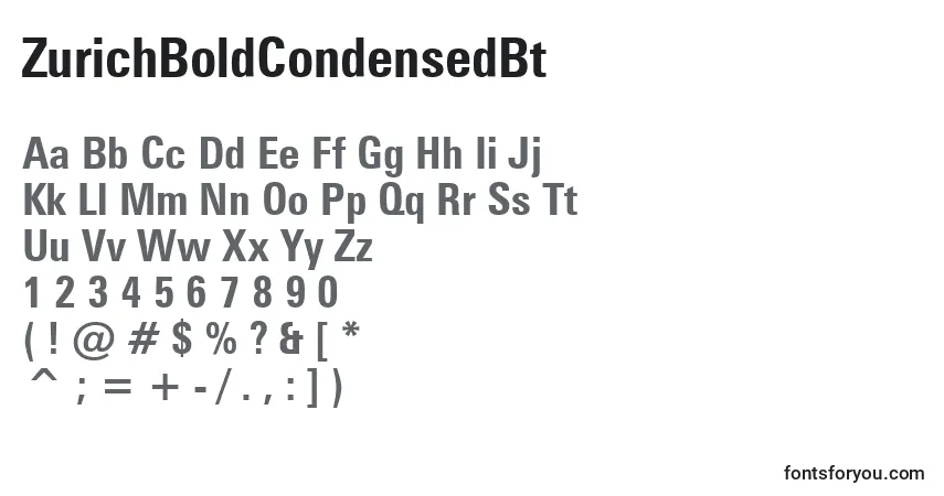 ZurichBoldCondensedBtフォント–アルファベット、数字、特殊文字