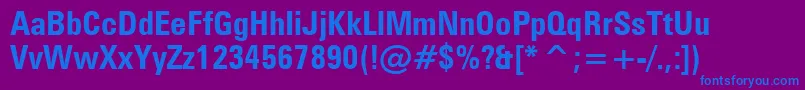 Weitere Informationen zur ZurichBoldCondensedBt-Schriftart ZurichBoldCondensedBt-Schriftart – Blaue Schriften auf violettem Hintergrund