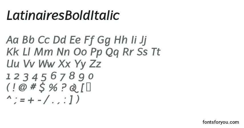 Czcionka LatinairesBoldItalic – alfabet, cyfry, specjalne znaki