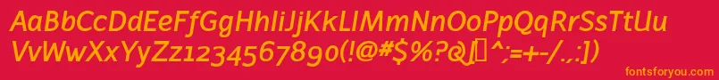 フォントLatinairesBoldItalic – 赤い背景にオレンジの文字
