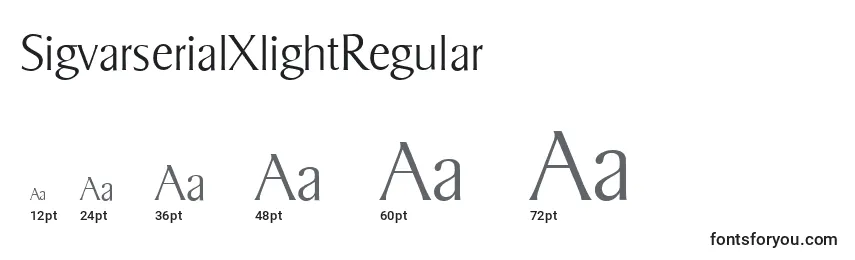 Размеры шрифта SigvarserialXlightRegular