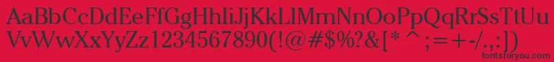 Fonte CheltenhamItcBookBt – fontes pretas em um fundo vermelho