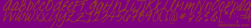 DjbOhSuzannah-Schriftart – Braune Schriften auf violettem Hintergrund